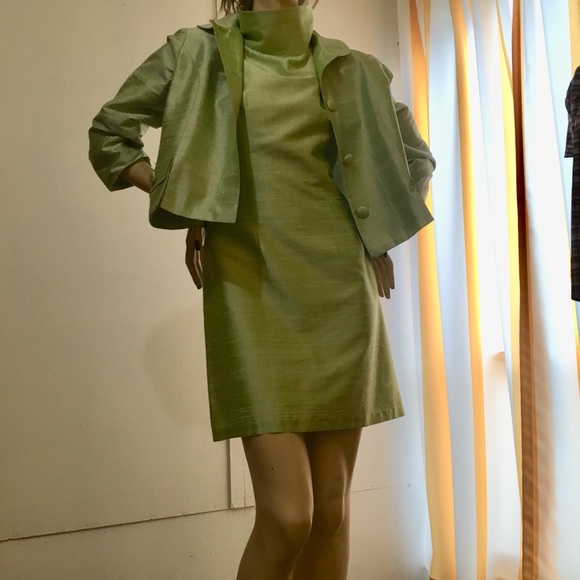 Vintage 90’s Jill Stuart for Bergdorf Goodan fabulous retro chic raw silk dress. - Picture 2 of 16